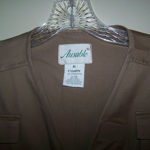 " AUSABLE " 100% COTTON TAN FISHING VEST #3613 - Picture 3 of 7